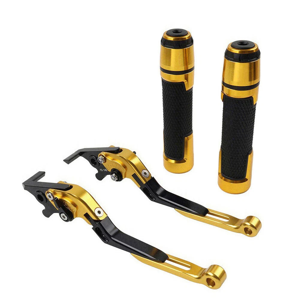 Gold Extendable Brake Clutch Lever Grip Set for Yamaha YZF R1 (2009-2014)