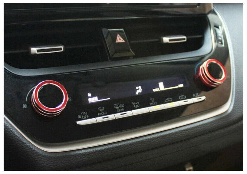 2x Red Alu Middle Console AC Knob Cover Trim for Toyota Corolla (2019–2021)