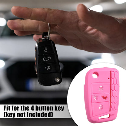 1 Pcs Pink Silicone Key Fob Cover for VW (Various Models)