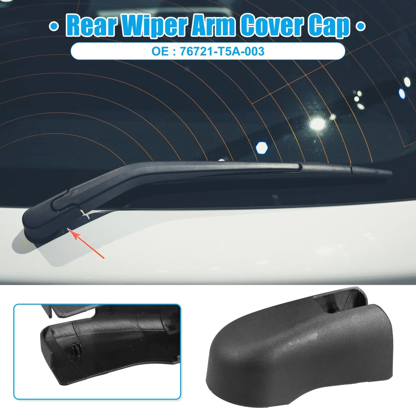 Rear Windshield Wiper Arm Cover for Honda Fit (2015-2020) Black