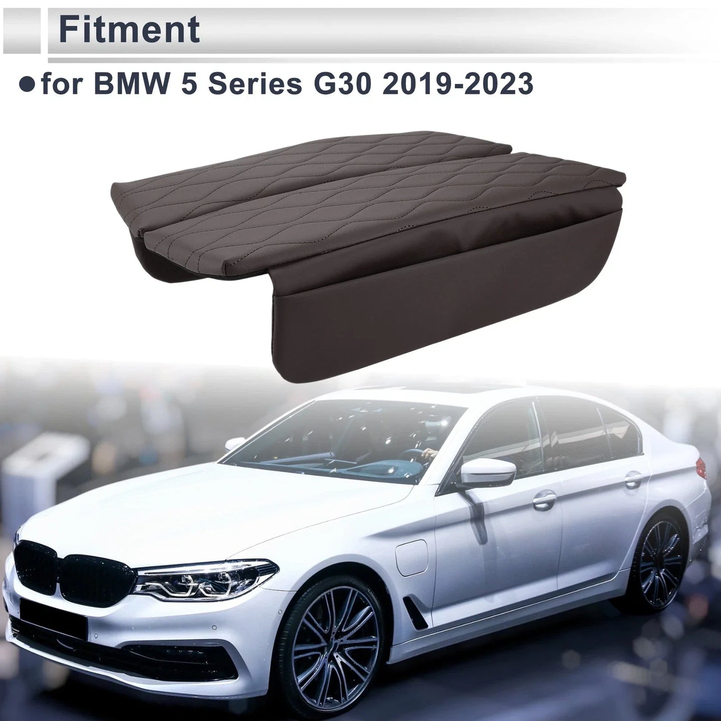 Center Console Cover with Bag for BMW 5 Series G30 (2019-2023) Brown