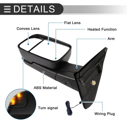 Tow Mirrors for Dodge Ram 1500 2002-2008 with Turn Signal Light - 1 Pair
