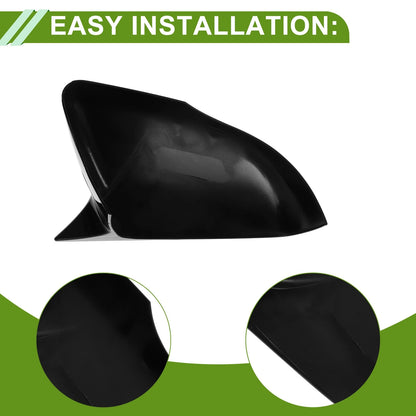 Pair of Left Right Side Mirror Cover Caps for Ford Edge (2015–2023) Gloss Black