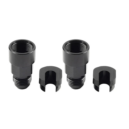 Black 6AN Male to 3/8" Quick Disconnect EFI Fuel Rail Adapter for Car