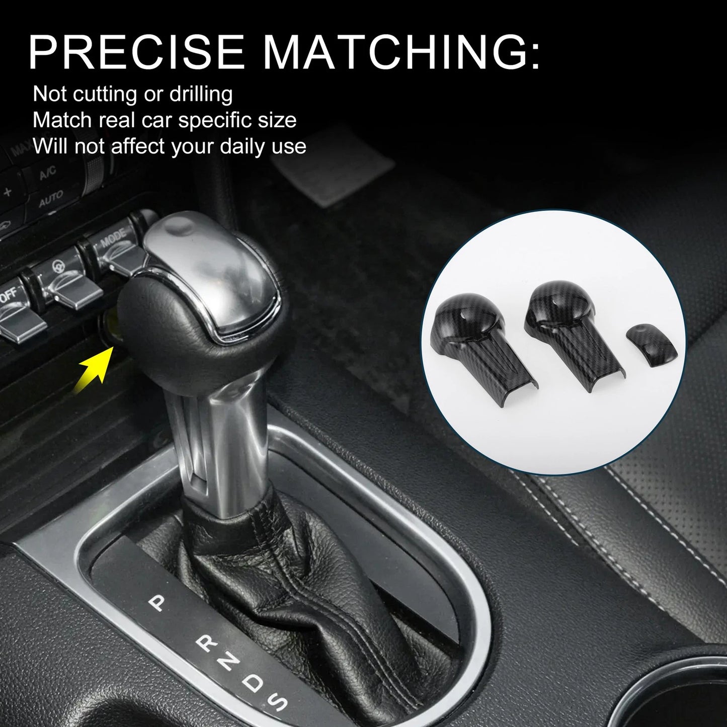 Gear Shift Knob Cover for Ford Mustang (2015–2023) Black