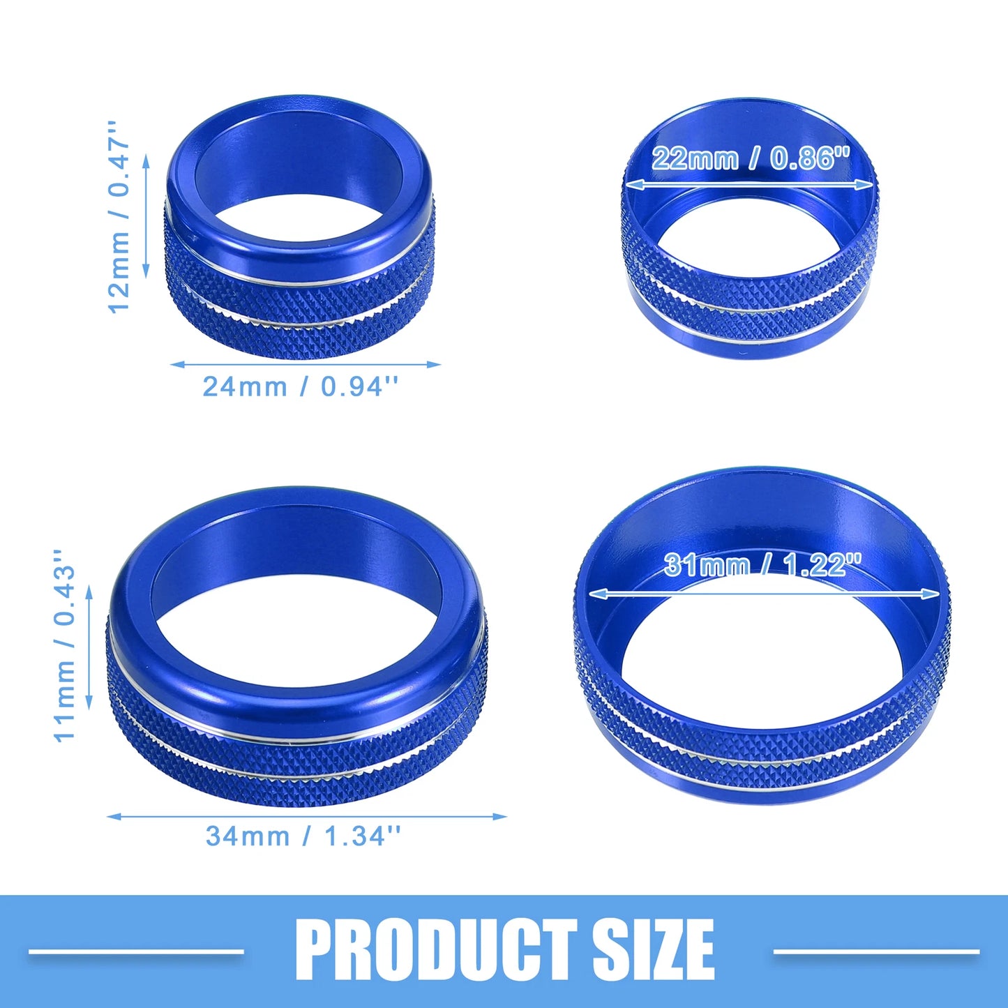 Set of 4 Console AC Audio Volume Knob Covers for Nissan Murano (2015–2021) Blue