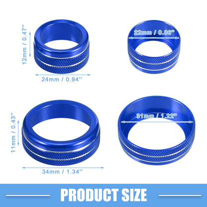 Set of 4 Console AC Audio Volume Knob Covers for Nissan Murano (2015–2021) Blue