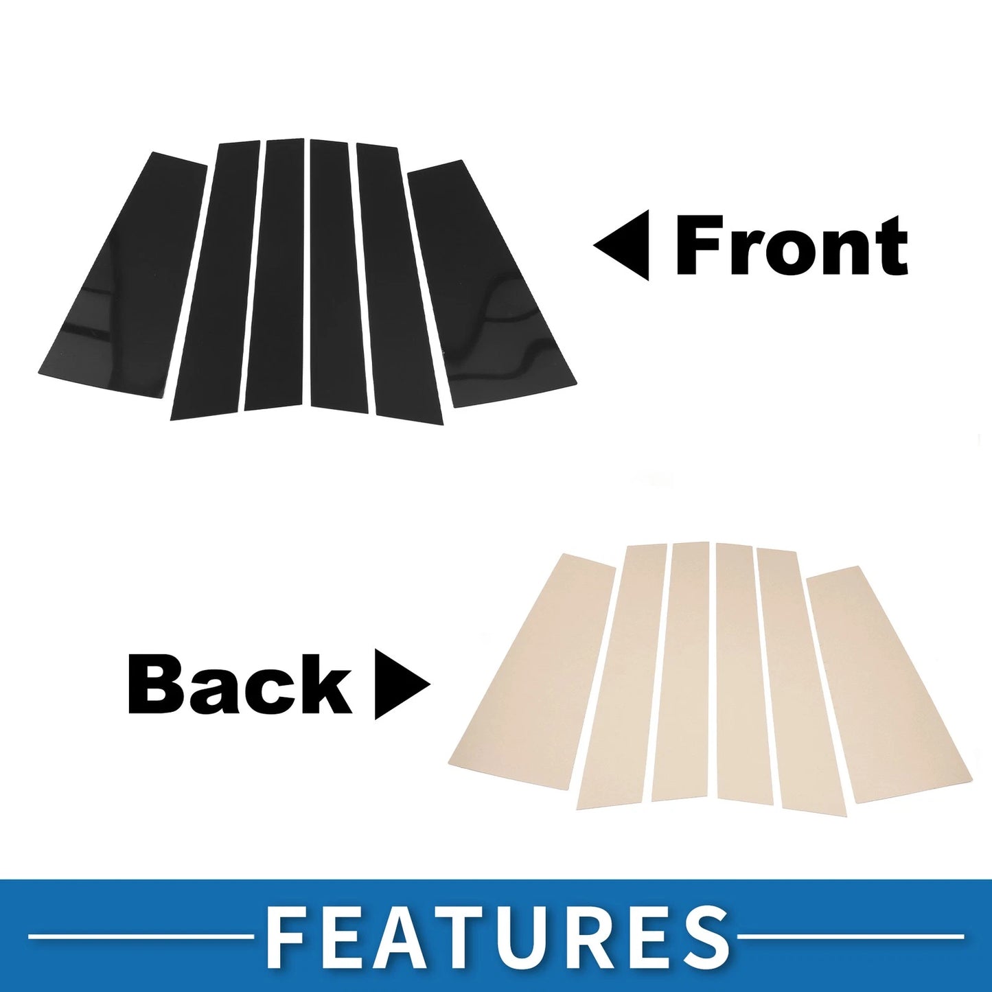 6 Pcs Door Pillar Window Trim for Toyota Highlander (2015–2021) Black