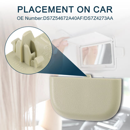 Set of 1 Makeup Mirror Cover Sun Visor Cap Clip for Ford (DS7Z54672A40AF)