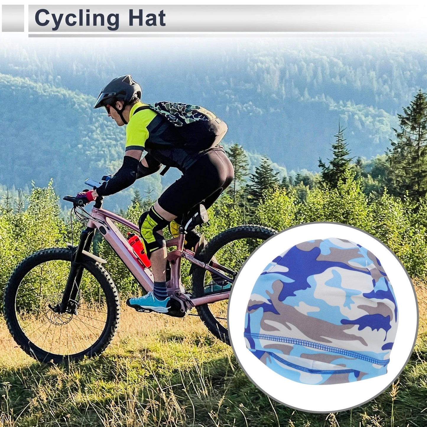 Set of 2 Sweat Wicking Cycling Hats - Light Blue 24x19cm