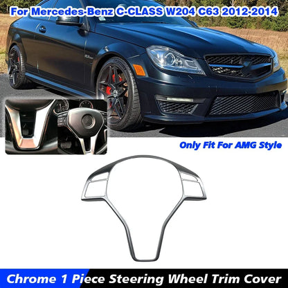 1X Chrome Steering Wheel Trim Cover for Mercedes Benz C-Class