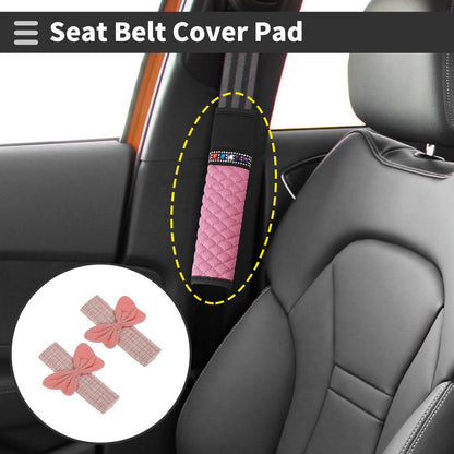 Set of 2 Pink Seat Belt Cover Pads for Universal Fit (23cm)