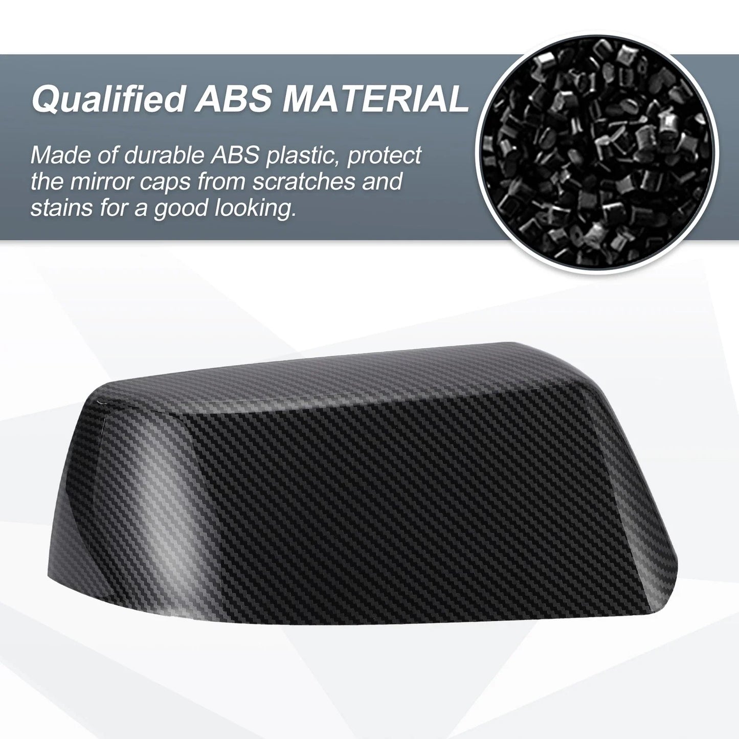 Rearview Mirror Cover Cap 2 x Black Carbon Fiber for Cadillac Chevrolet