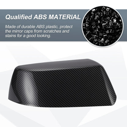 Rearview Mirror Cover Cap 2 x Black Carbon Fiber for Cadillac Chevrolet