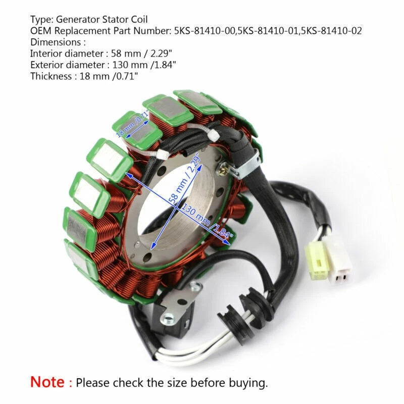Alternator Stator for Yamaha XVS1100 Vstar Classic Custom (2003–2011)