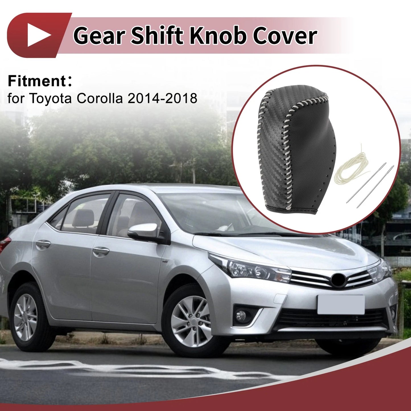 1Pc Gear Shift Knob Cover for Toyota Corolla (2014–2018) Beige Faux Leather