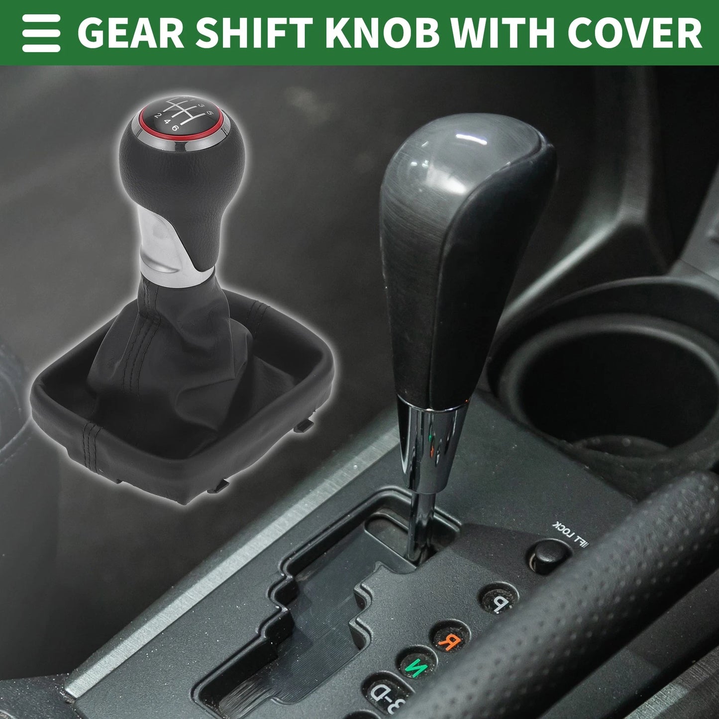 6 Speed Shift Knob with Cover for Audi A3 (2003–2013) Chrome Red Black