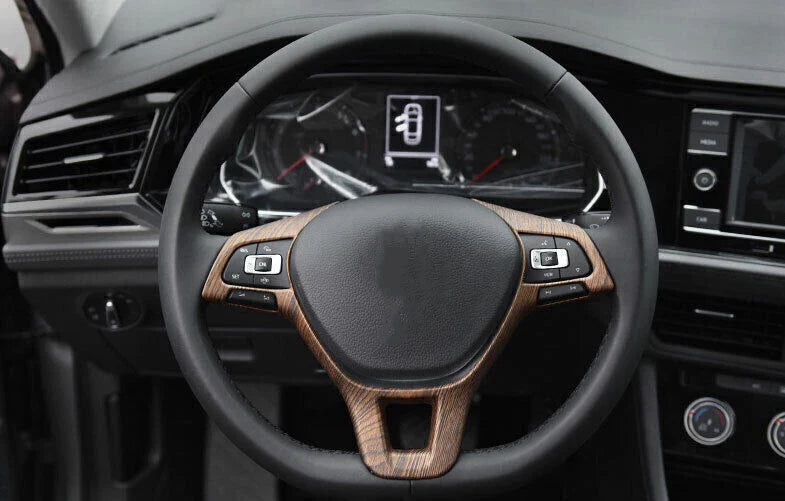 Wood Grain Steering Wheel Control Cover Trim Peach for VW Jetta Mk7 (2019–2024)
