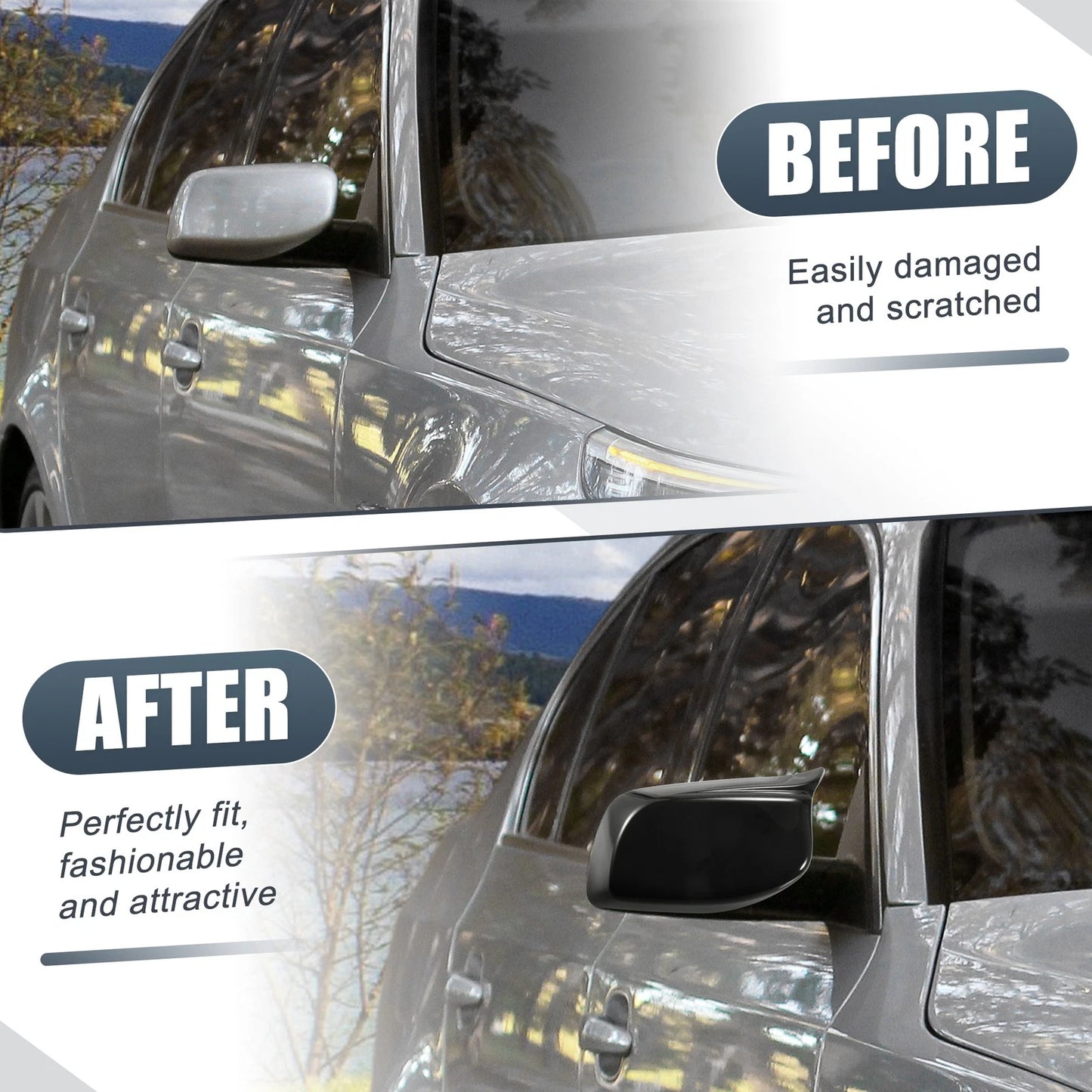 Rearview Mirror Cover Cap Gloss Black for BMW E60 E61 (2006–2010)