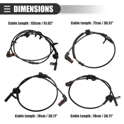 ABS Wheel Speed Sensor Set for Dodge (2 x Front, 2 x Rear)