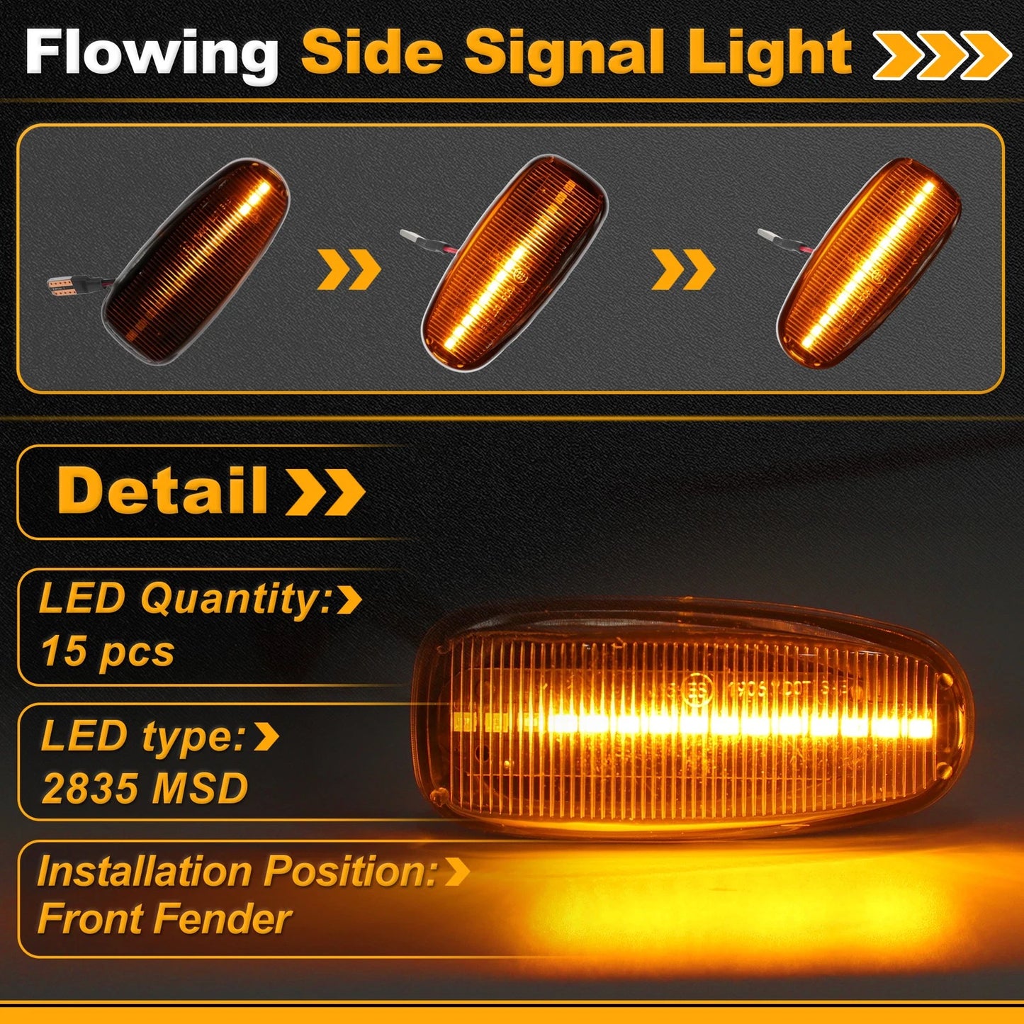 Set of 2 Side Marker Fender Lights A2108200921 for Mercedes-Benz CLK320 (1998–2003)