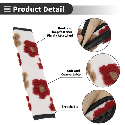 Set of 2 Red Seat Belt Cover Pads 30cm for Universal Fit