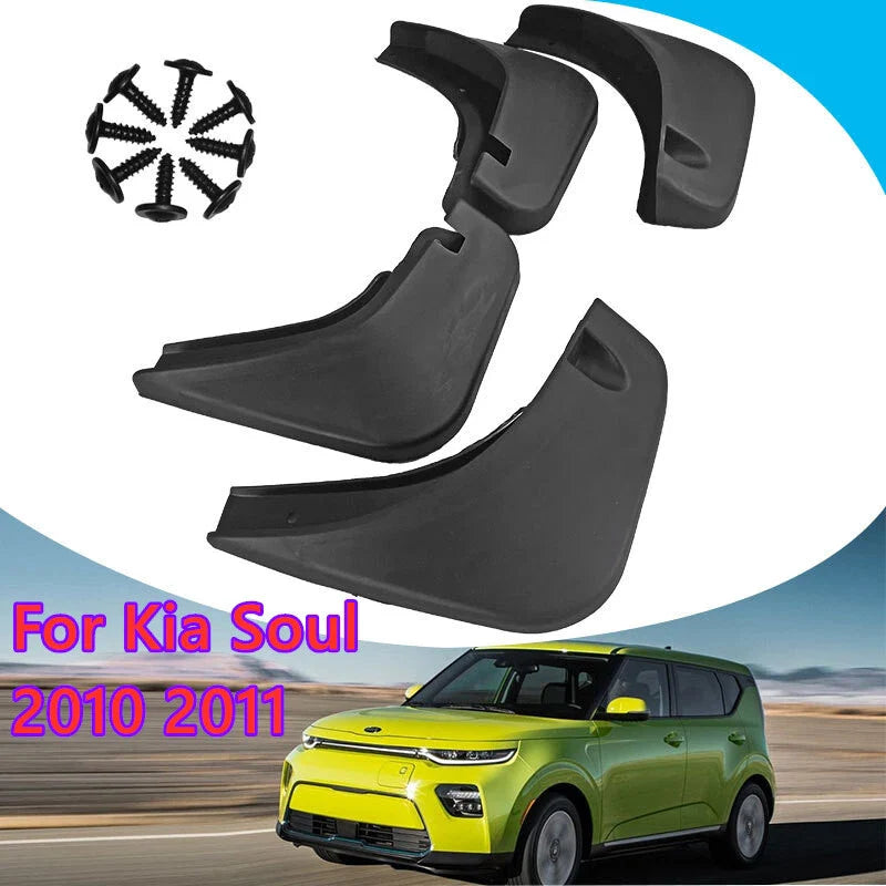 4Pcs Mud Flaps Splash Guards Fender Mudguard for Kia Soul (2010–2012)