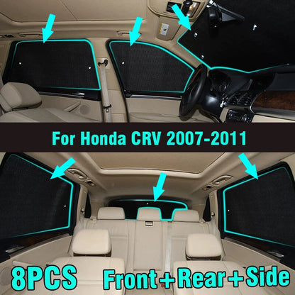 8X Front Side Rear Window Windshield Privacy Sunshade for Honda CRV (2007-2011)