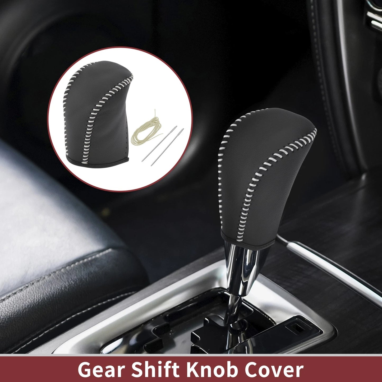 1Pc Gear Shift Knob Cover for Subaru Forester (2006–2012) Black Faux Leather