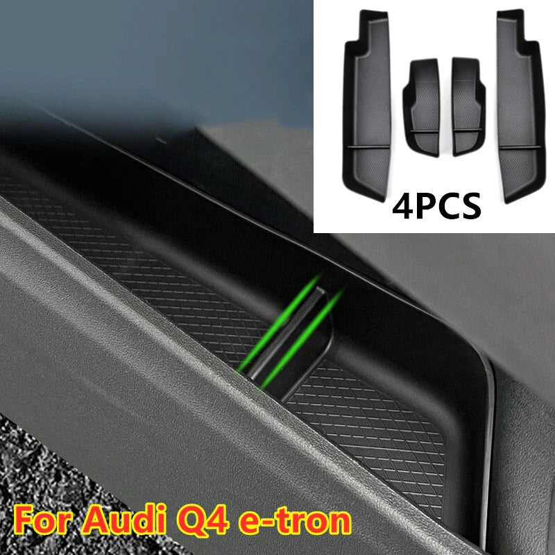 4X Side Door Storage Box Holder TPE Organizer Front/Rear for Audi Q4 e-tron