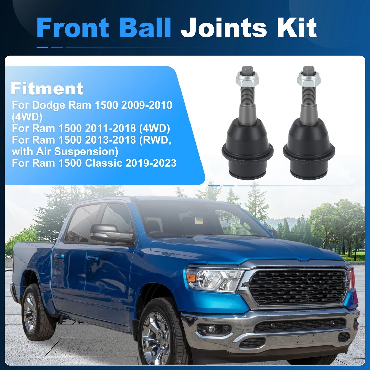 2X Front Lower Ball Joints for Dodge Ram 1500 (2011–2018)