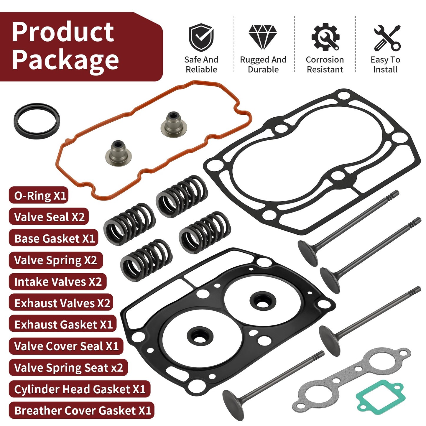 Top End Cylinder Gasket Kit & Valve Seals for Polaris Ranger 800 (2013–2014)