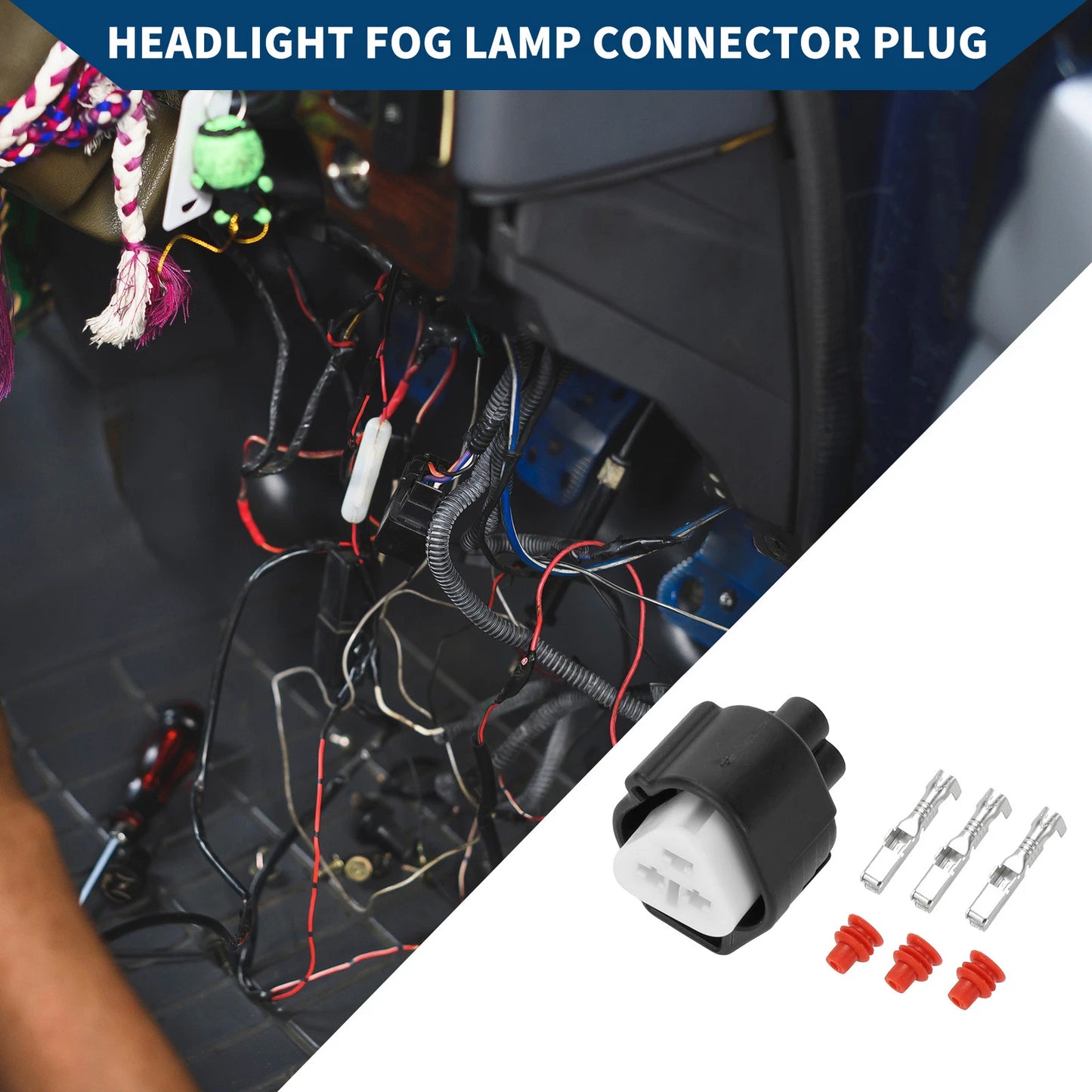 3 Pin Headlight Fog Lamp Connector Plug Female Wire Terminal for Toyota