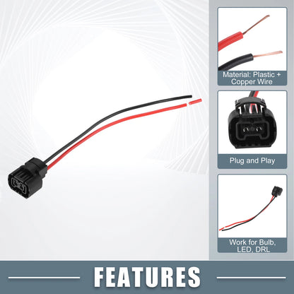 Set of 2 H16 Female Connector Pigtail Wiring for LED Fog Light DRL Lights