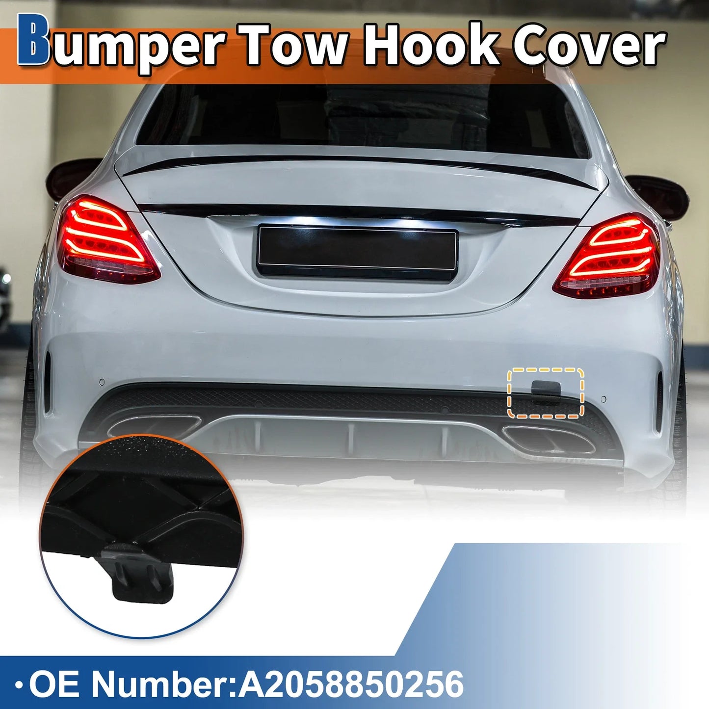 Rear Bumper Tow Hook Cover for Mercedes-Benz (2019-2023) - Tenorite Grey