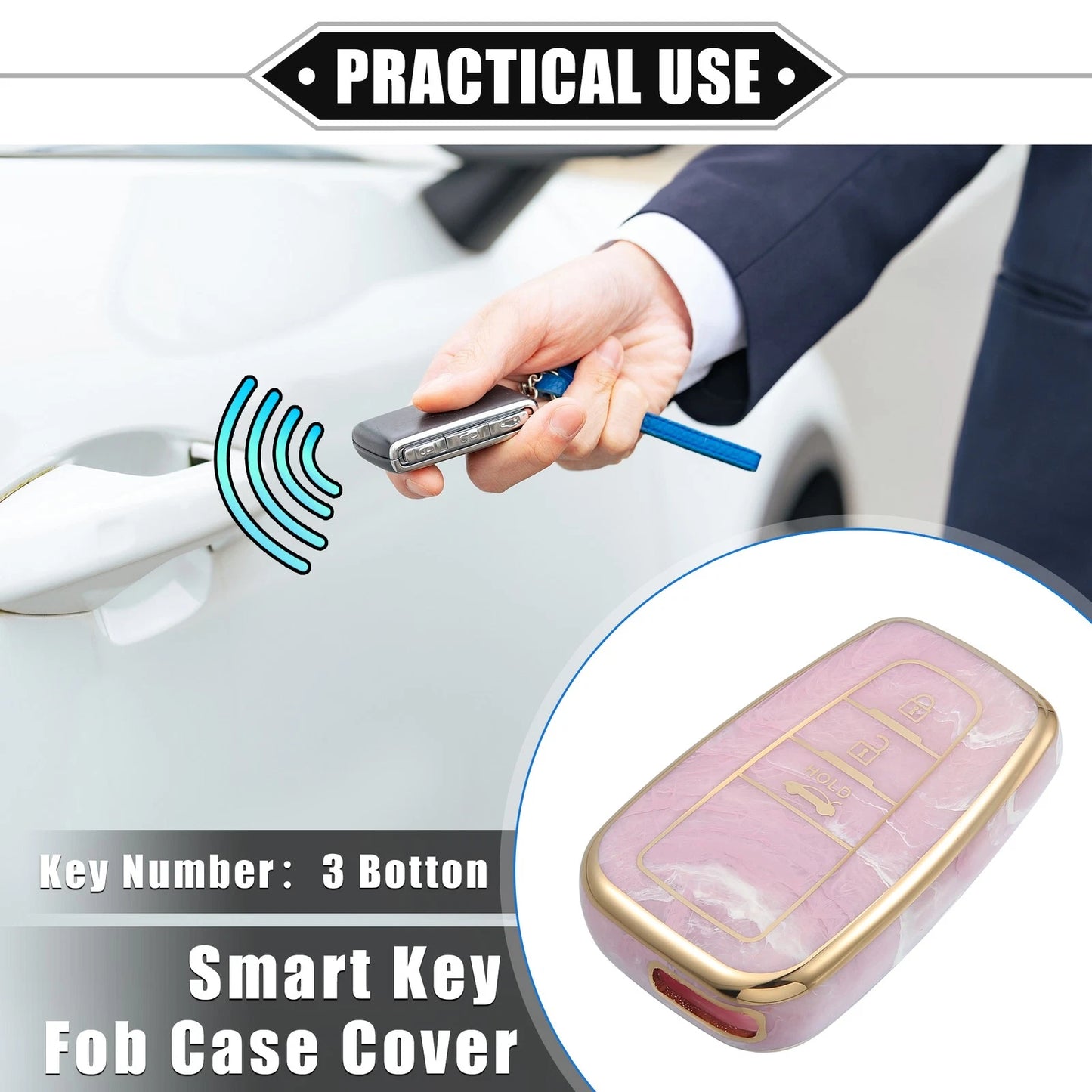 3X Smart Key Fob Cover Case for Toyota Prius (2006–2022) TPU Pink