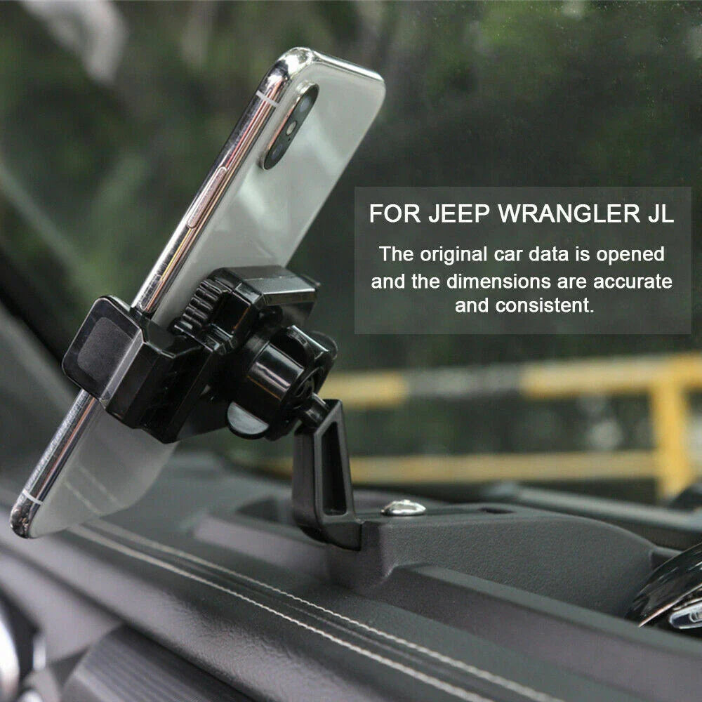 Phone Holder Mount With Storage Box Tray for Jeep Wrangler JL JT (2018–2024)