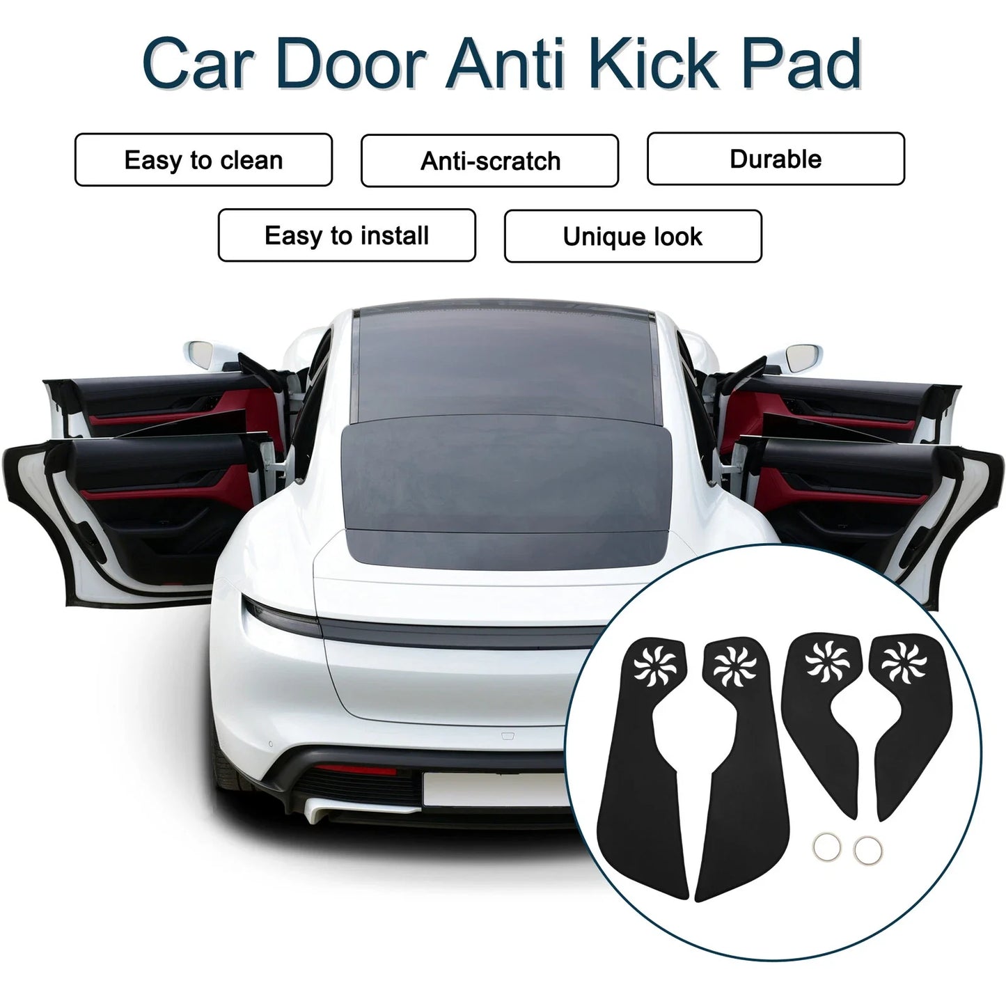 Car Door Anti Kick Pad Sticker Protector for Honda Fit (2014-2019) Black 1 Set