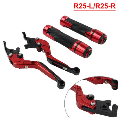 Red Extendable Brake Clutch Lever Grip Set for Yamaha YZF R3 MT-03 (2015-2023)