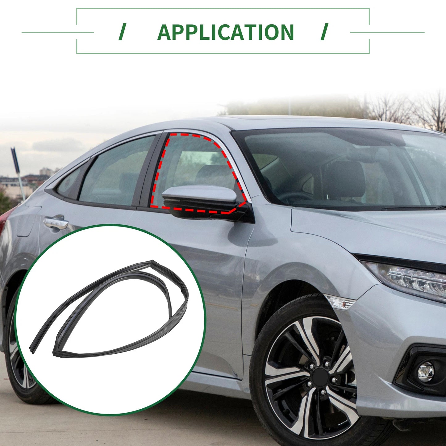1Pc Rear Right Door Window Run Channel Seal Strip for Honda Civic (2006–2011) No.72735SNLT02