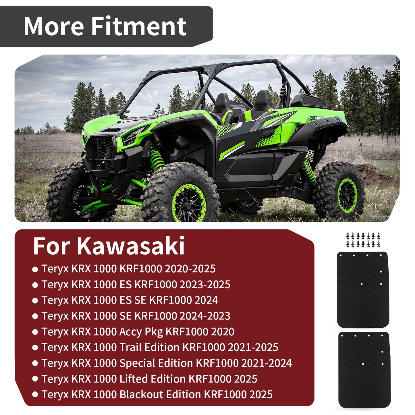 Front Mud Flap Set for Kawasaki Teryx KRX 1000 (2020–2025)