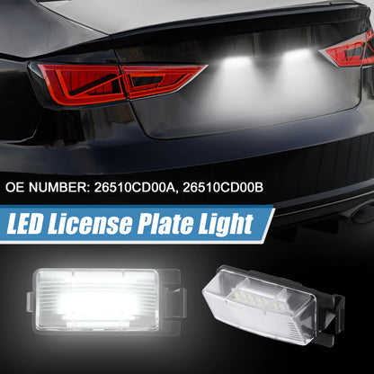 1 Pair White LED License Plate Light Assembly 26510CD00A 2835SMD for Nissan