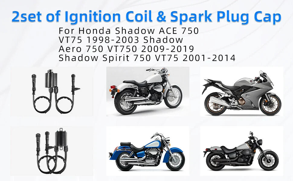Ignition Coil Spark Plug Cap 2 x for Honda Shadow VT750