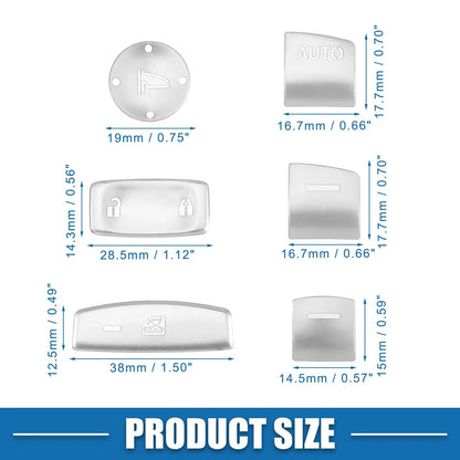 10 x Car Window Switch Button Covers for Honda Accord (2018-Present) Silver Tone