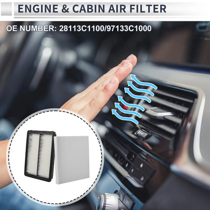 Engine Cabin Air Filter Combo for Hyundai Sonata 2.0L 2.4L (2015–2019)