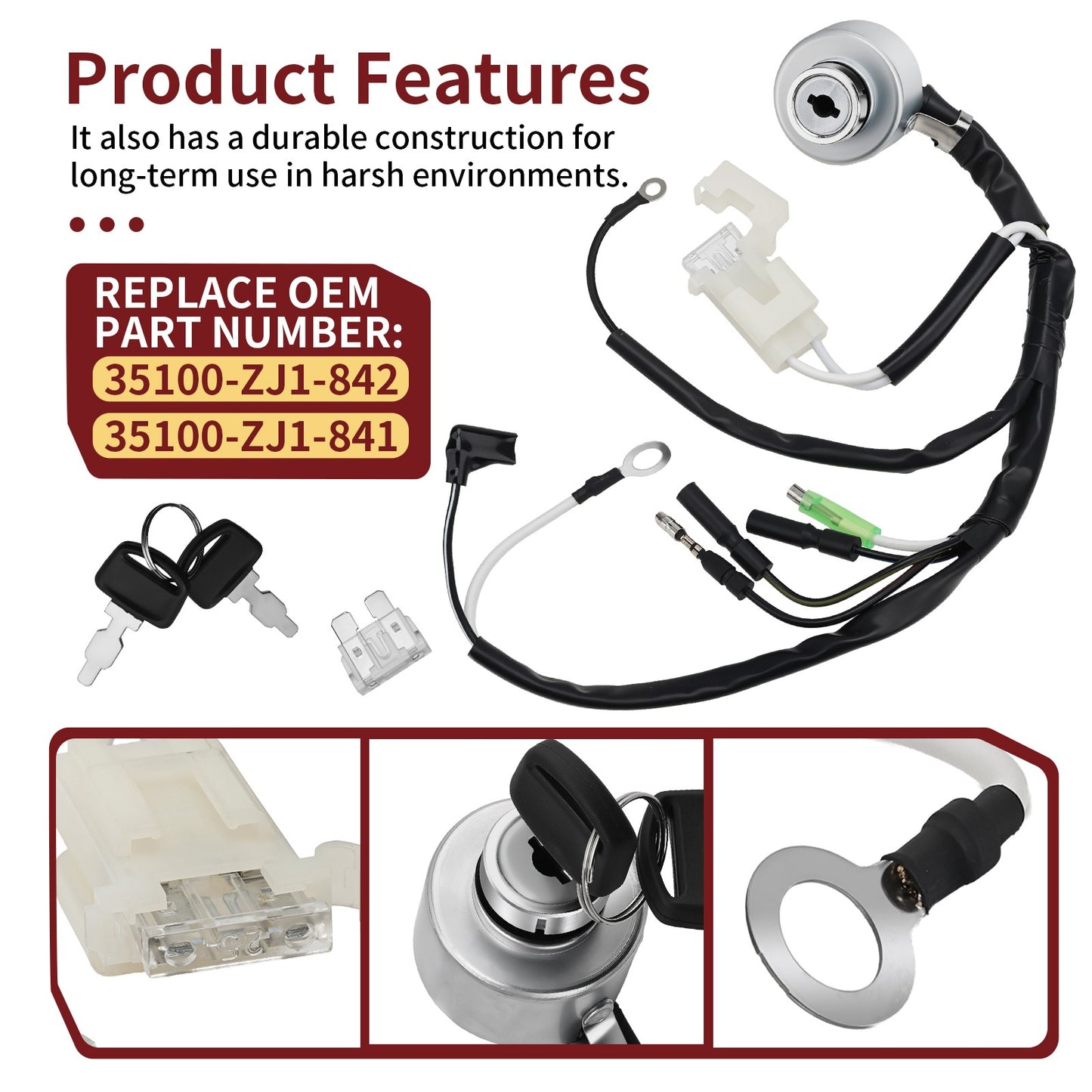 Starter Key Switch for Honda GX670/GX670R/GX670U (2000–2023)