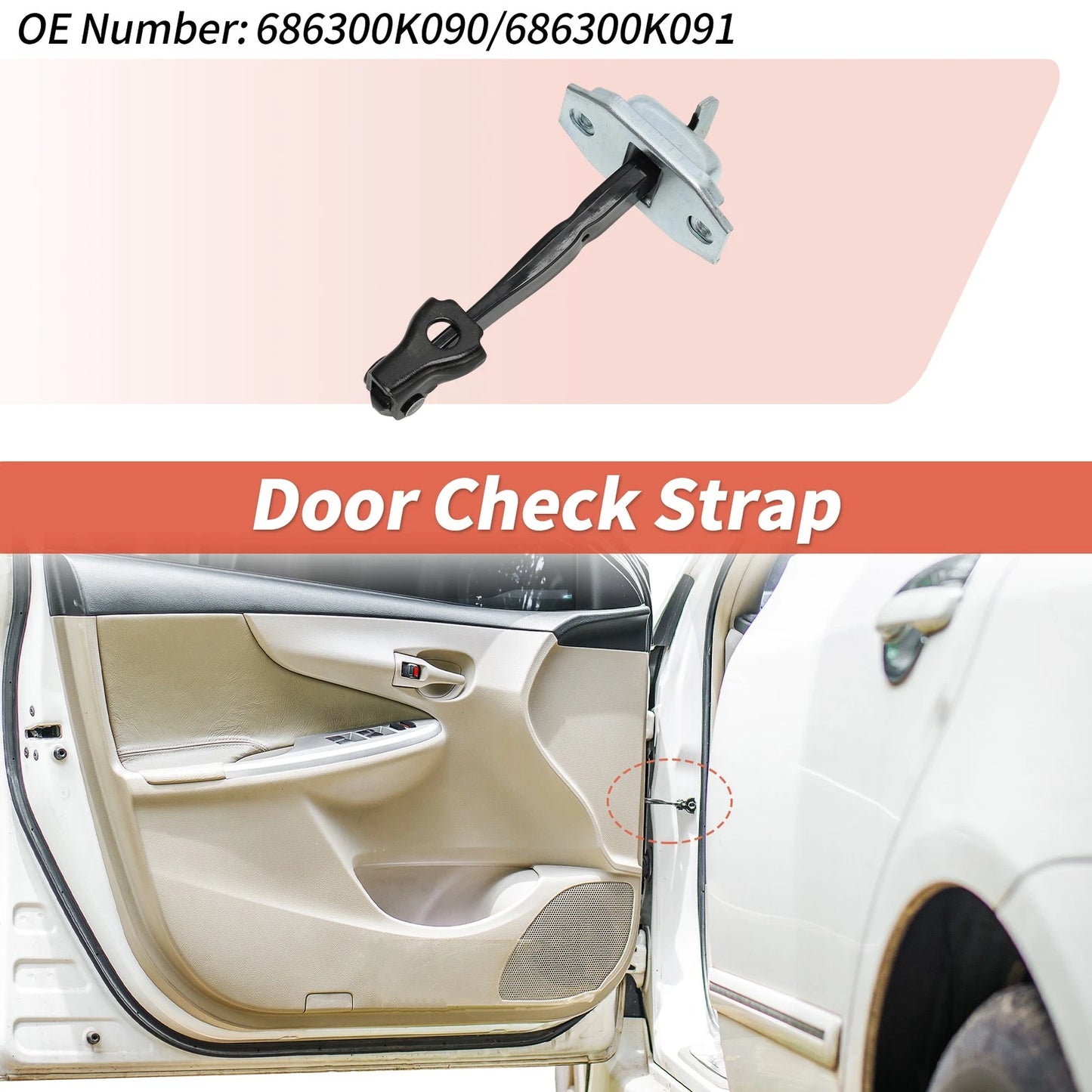 Rear Left/Right Door Check Strap for Toyota Hilux (2015–2022) No.686300K090
