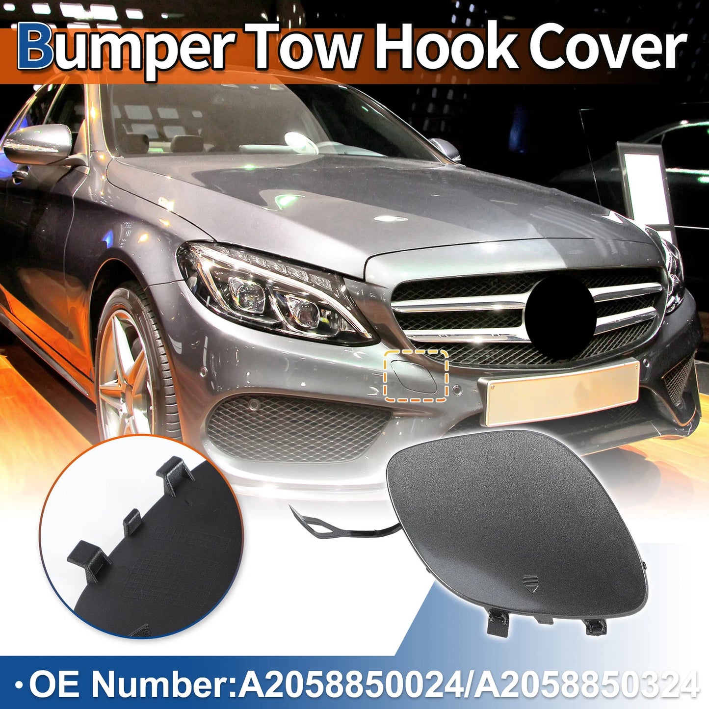 Tow Hook Cover for Mercedes-Benz C300 (2015–2018) No.A2058850024 Grey