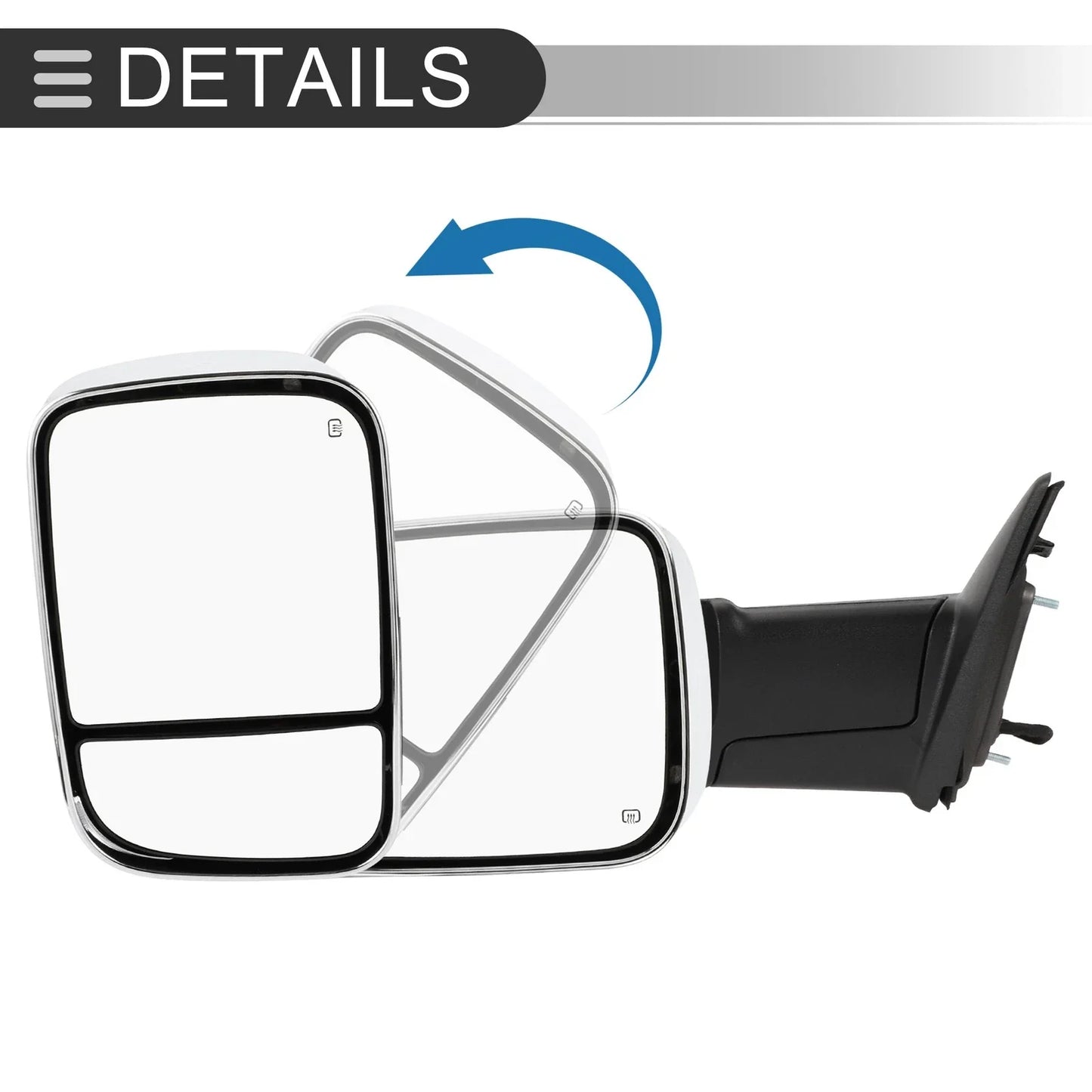 Tow Mirrors for Dodge Ram 1500 with LED Turn Signal Light Silver Tone (2009-2018)
