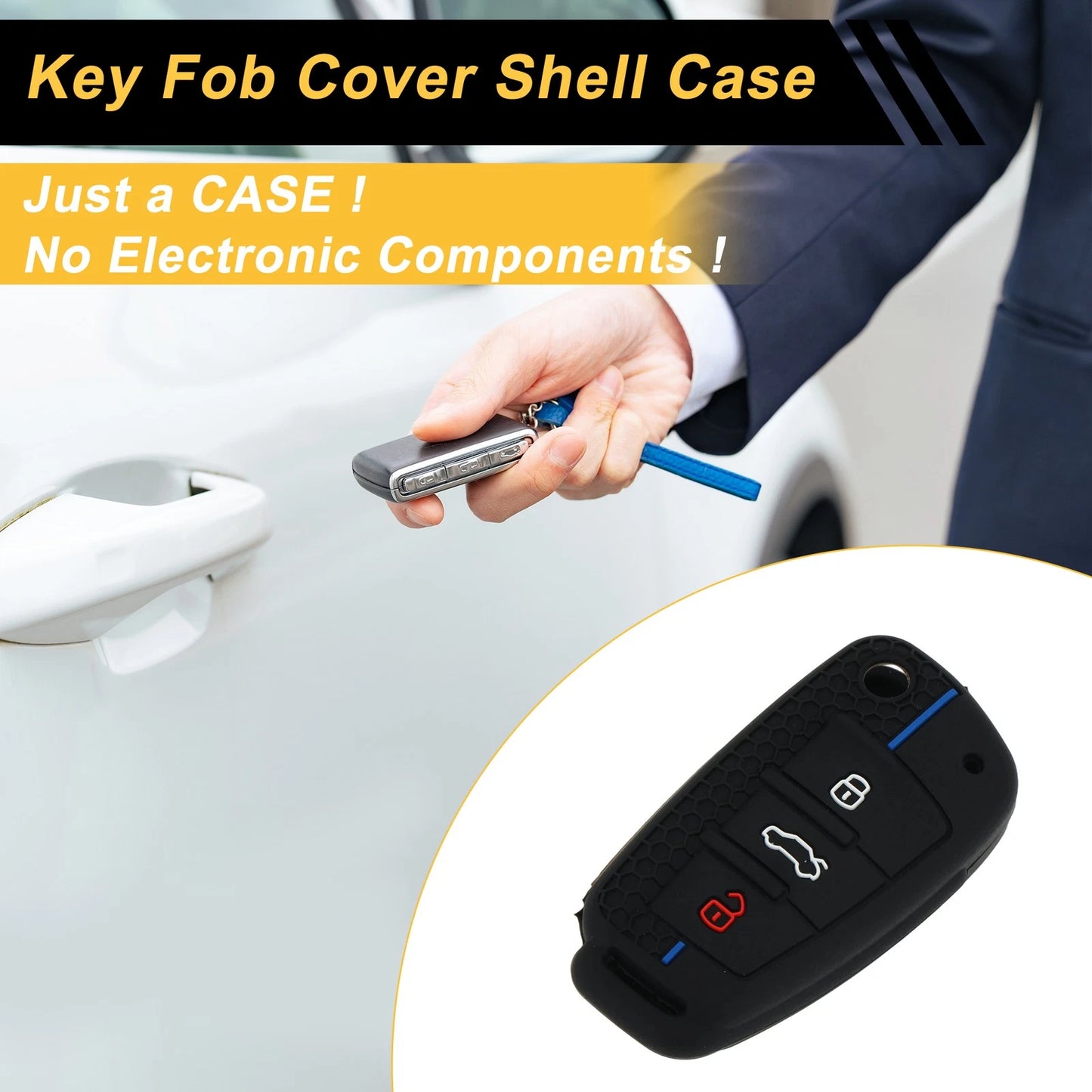Silicone Car Key Case for Audi A1, A3 (8P, 8V, S3) - Black Blue